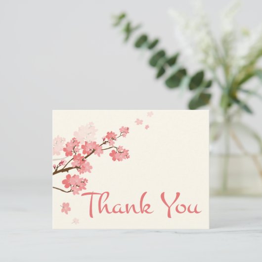 Bedankt Pink Cherry Blossom Floral Briefkaart (Staand voorkant)