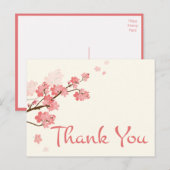 Bedankt Pink Cherry Blossom Floral Briefkaart (Voorkant / Achterkant)