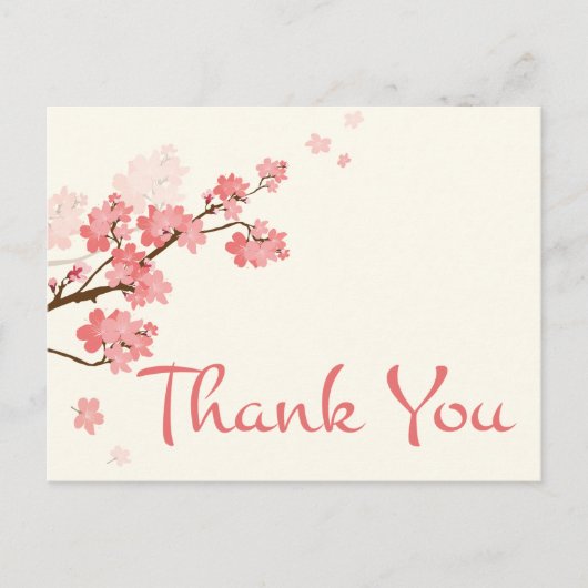 Bedankt Pink Cherry Blossom Floral Briefkaart (Voorkant)