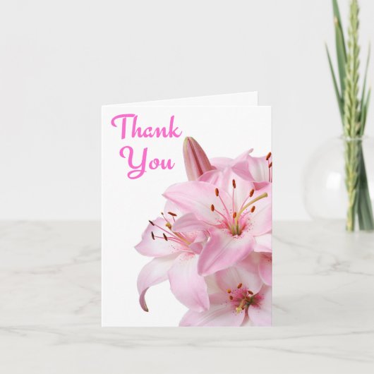 Bedankt Pink Day Lily Wenskaart / Notecard (Voorkant)