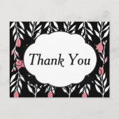 Bedankt Pink Floral en Black Briefkaart (Voorkant)