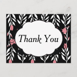 Bedankt Pink Floral en Black Briefkaart