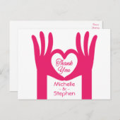Bedankt Pink Fuchsia Hand Hart Gepersonaliseerd Briefkaart (Voorkant / Achterkant)