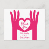 Bedankt Pink Fuchsia Hand Hart Gepersonaliseerd Briefkaart (Voorkant)
