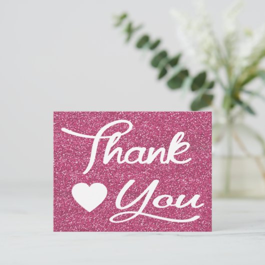 Bedankt Pink Fuchsia Heart Post Kaart (Staand voorkant)