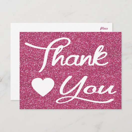 Bedankt Pink Fuchsia Heart Post Kaart (Voorkant / Achterkant)