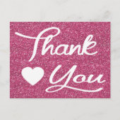 Bedankt Pink Fuchsia Heart Post Kaart (Voorkant)