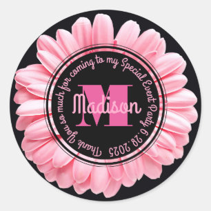 Bedankt Pink Gerbera Voeg je eigen bericht toe Dai Ronde Sticker