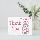 Bedankt Pink Hearts  Mason Jar Love Briefkaart (Staand voorkant)