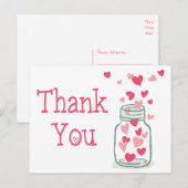Bedankt Pink Hearts  Mason Jar Love Briefkaart (Voorkant / Achterkant)