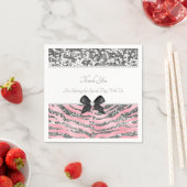 Bedankt Pink Rose en Silver Design Servet (Insitu)