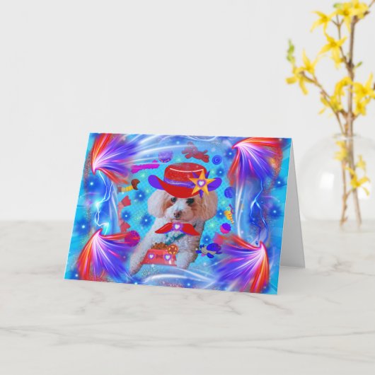 Bedankt Poedel Wenskaart Kaart (Gele Bloem)