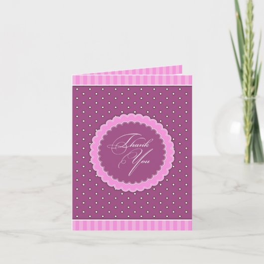 Bedankt Polka Roze Paarse Kaart (Voorkant)