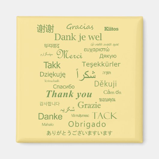 "Bedankt" Polyglot Typografie Groen Ei Wit Magneet (Voorkant)