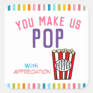 Bedankt Popcorn Appreciation Vierkante Sticker