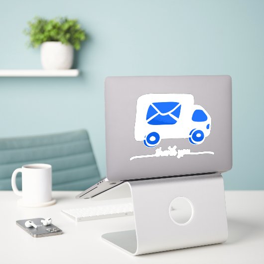Bedankt postbus sticker, Bedankt label, Sticker (Laptop op bureau)