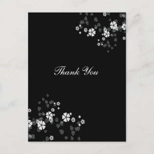 Bedankt postcar, witte bloesems briefkaart