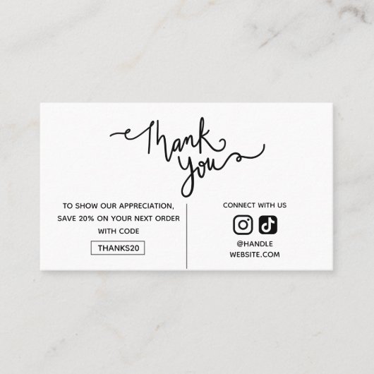 Bedankt Promo Code 2025 Sociale Media Uw Logo Visitekaartje (Voorkant)