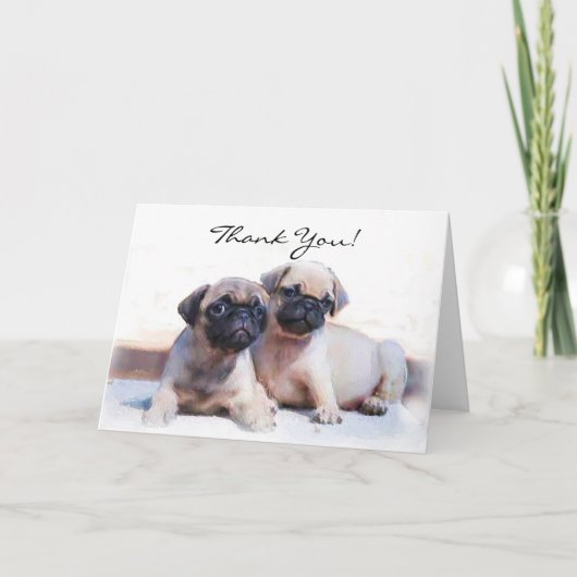 Bedankt Pug puppies wenskaart (Voorkant)