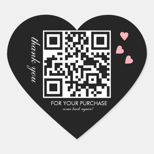 Bedankt QR-code-script Roze Zwevend Hart Sticker (Voorkant)