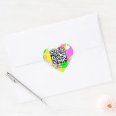 Bedankt QR Code Winkel Boutique Bedrijfs Neon Hart Sticker (Envelop)