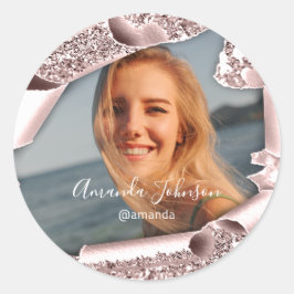 Bedankt QUINCEAÑERA Sweet 16th Roos Favor Foto Ronde Sticker