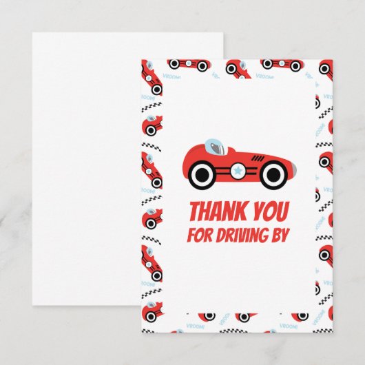 Bedankt Racing Car Theme Kaart (Voorkant / Achterkant)