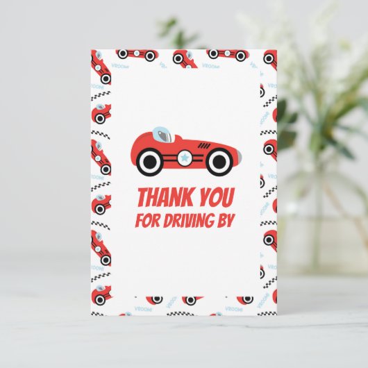 Bedankt Racing Car Theme Kaart (Staand voorkant)