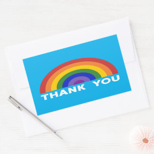 Bedankt Rainbow op Sky Blue Rechthoekige Sticker