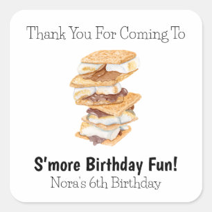 Bedankt Realistic S'mores 6e verjaardag Vierkante Sticker