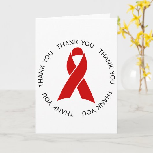 Bedankt Red Awareness Ribbon Kaart (Gele Bloem)