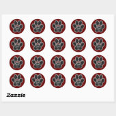 Bedankt Red Black Paw Print Pet Waardering Ronde Sticker (Vel)