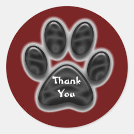 Bedankt Red Black Paw Print Pet Waardering Ronde Sticker