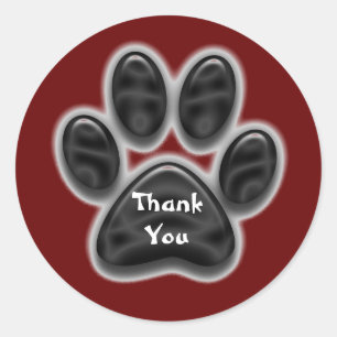 Bedankt Red Black Paw Print Pet Waardering Ronde Sticker