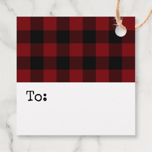 Bedankt Red en Black Buffalo Plaid Bedankjes Labels (Achterkant)