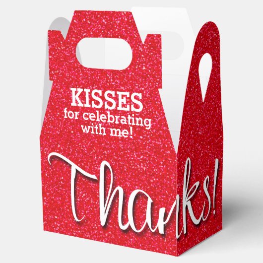 BEDANKT Red Faux Glitter Bedankdoosjes (Geopend)