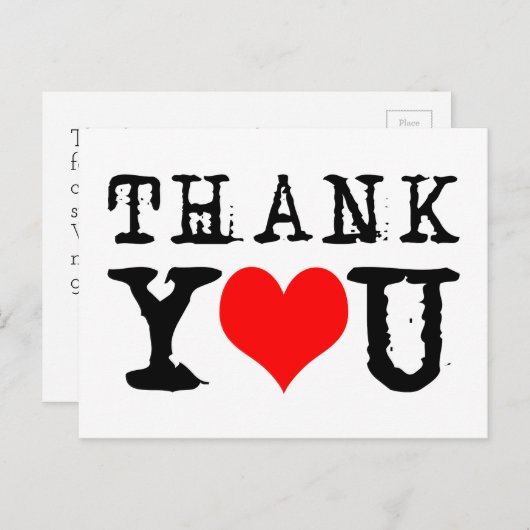 Bedankt Red Heart aanpasbaar Briefkaart (Voorkant / Achterkant)