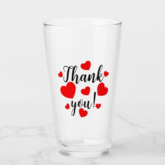 Bedankt Red Hearts Glass Cup Glas (Voorkant)