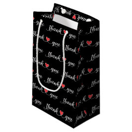 Bedankt Red Hearts op zwart Klein Cadeauzakje