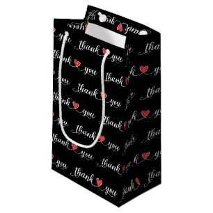 Bedankt Red Hearts op zwart Klein Cadeauzakje
