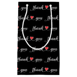 Bedankt Red Hearts op zwart Klein Cadeauzakje