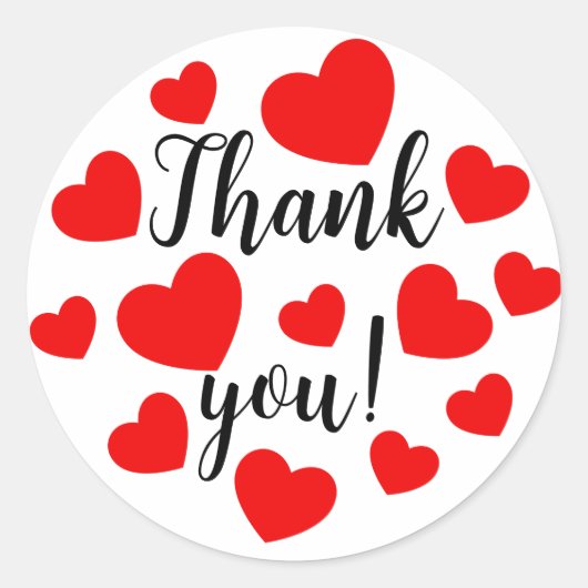 Bedankt Red Hearts Ronde Sticker (Voorkant)