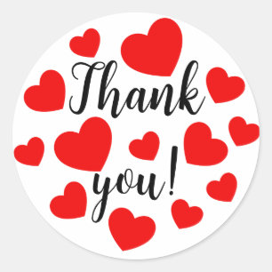 Bedankt Red Hearts Ronde Sticker