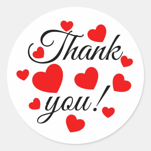 Bedankt Red Hearts Ronde Sticker (Voorkant)