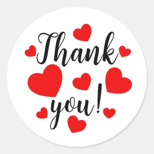 Bedankt Red Hearts Ronde Sticker (Voorkant)