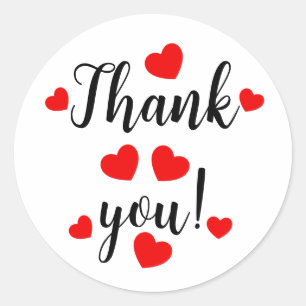Bedankt Red Hearts Ronde Sticker