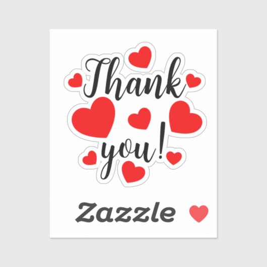 Bedankt Red Hearts Sticker (Vel)