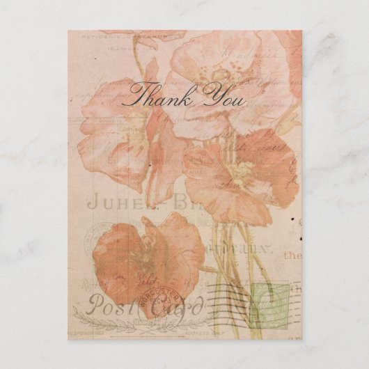 Bedankt Red Pink Poppies  Style Collage Briefkaart (Voorkant)