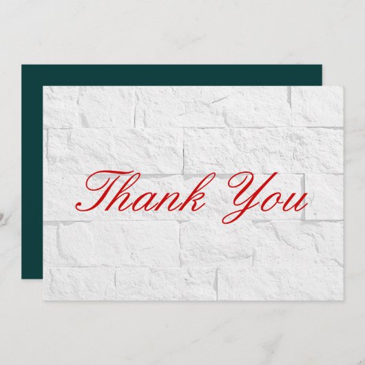 Bedankt Red Script Grey Wall Brick Flat Kaart (Voorkant / Achterkant)