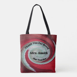 Bedankt Red Swirl Artistic Teacher Appreciation Tote Bag